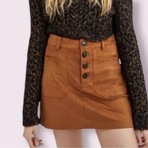 Zara TRF Rust Vegan Suede Mini Skirt Size M